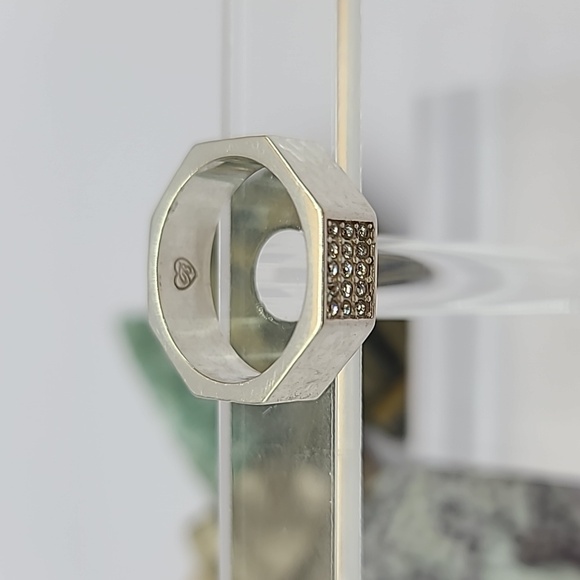 Brighton "Meridian Zenith" Hammered Silver Pave Hand-Set Swarovski Crystal Ring! - Picture 4 of 12